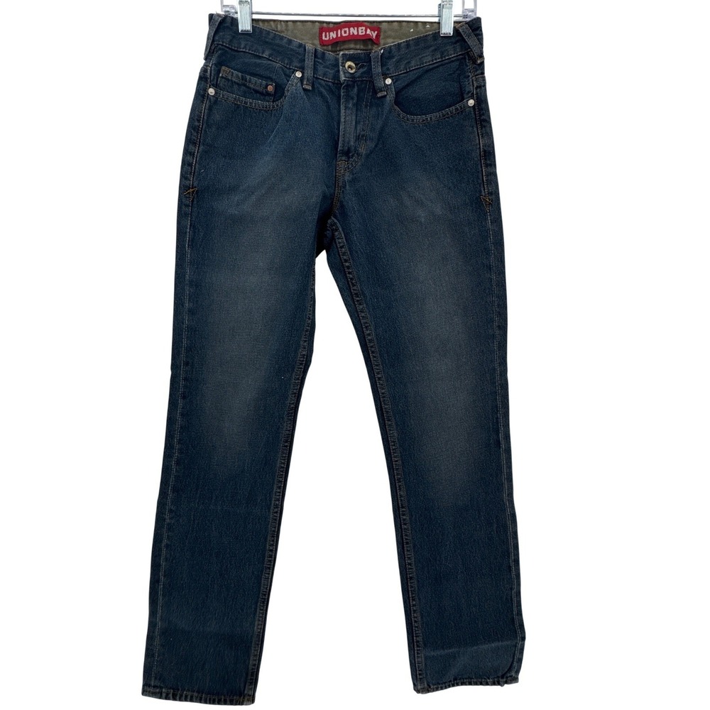 Unionbay Jeans Mens Straight 29x30 Dark Blue Denim 100% Cotton